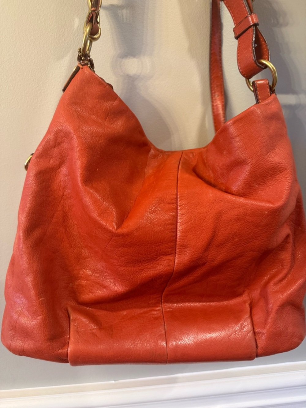 Coach Pebbled Leather Hobo Bag in Orange - Picture 9 of 11